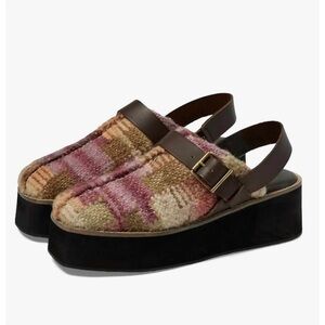 Free People Astrid Platform Mules in Mulberry Mix Print Women's Shoe Size 8
